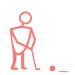 stick figure icon with golf club putting ball