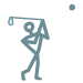 stick figure icon with golf club hitting ball