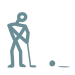 stick figure icon with golf club putting ball
